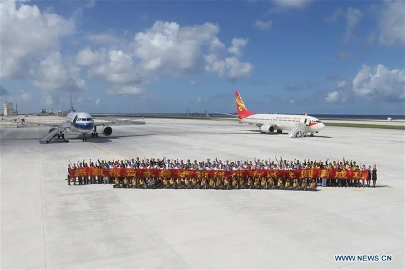 China conducted successful test flights on a newly-built airfield in the South China Sea